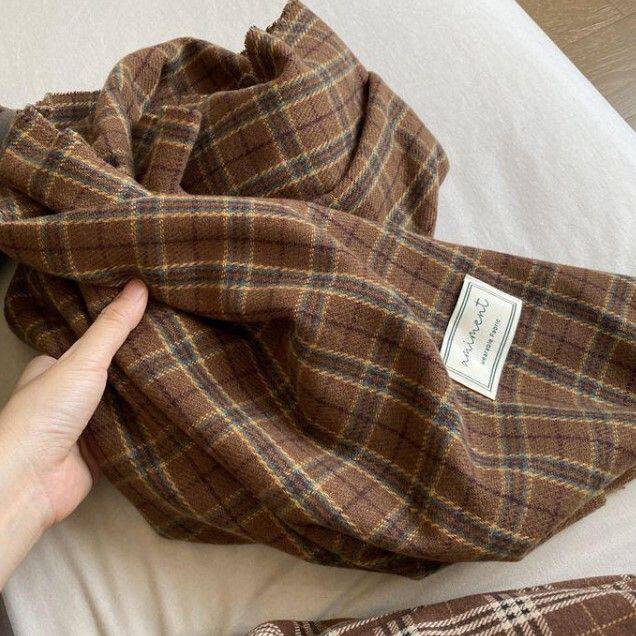 英伦复古又韩系~咖色苏格兰格子围巾ins保暖冬季韩版仿时尚披肩女