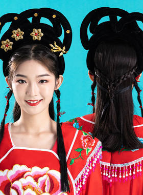 戏剧头饰假发越剧花旦头套古代小姐发饰影视影楼古装仙女表演用品