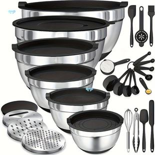 26pcs Stains Steel Mixing Bowl set with Sealing Lids跨境