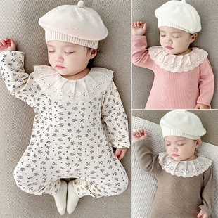 女宝宝打底内搭衣服保暖无骨韩系荷叶边洋气婴幼儿内衣连体衣秋冬