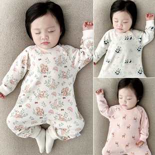 宝宝连体睡衣春秋长袖四季款纯棉无骨a类卡通爬服哈衣婴儿衣服