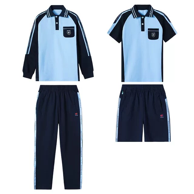 南宁校服新希望学生服秋季运动服小学中学初中短袖长裤蓝色长袖套