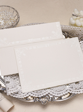 现货Echoes复古纯白珠光浮雕烫印留言表白手帐祝福花束卡贺卡信封