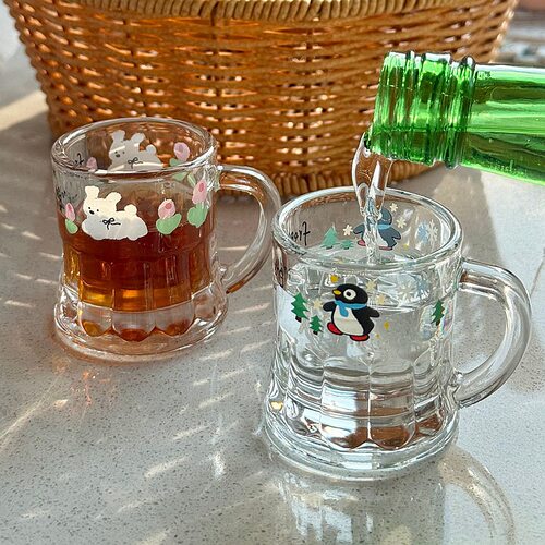 韩国ins可爱小酒杯家用高颜值玻璃白酒杯烧酒杯一口杯迷你清酒杯