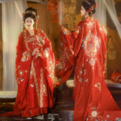 出租 重回汉唐佳偶天成唐制直领对襟广袖 衫 中式 婚服汉服女款