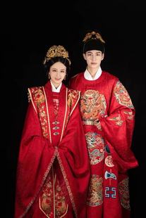 【出租】百鸟朝凤明制婚服金通缎大衫霞帔男女马面裙云河千色汉服