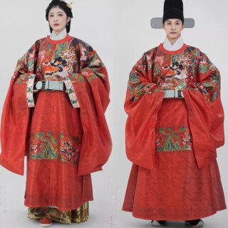 【出租】明华堂兰亭蟒云肩通袖妆花织金纱明制汉服婚服出租