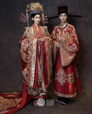 【出租】倒叙明制汉服新中式婚礼仪式礼服凤冠霞帔租赁