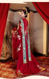 正品 重回汉唐佳鹊双栖宋制汉服婚服女款 重工刺绣凤冠霞帔 出租