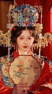 出租 錦繡宮鳳冠漢服婚禮頭飾錦鯉同款