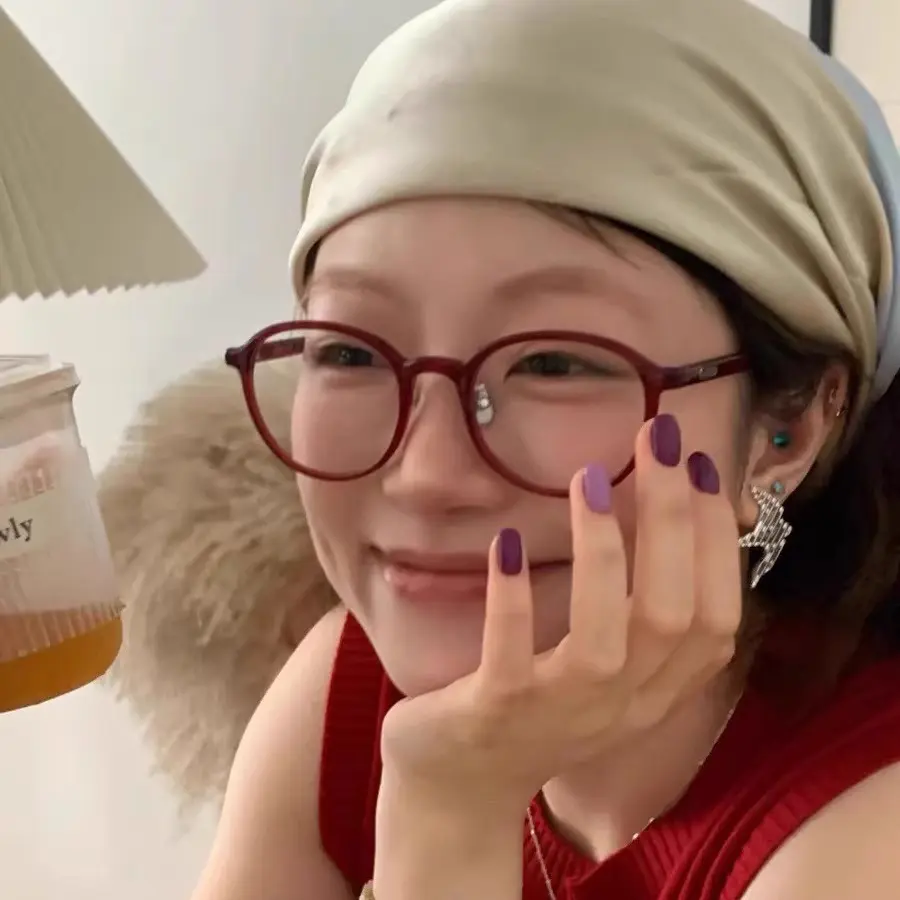 安克拉红色圆框超轻素颜眼镜可配度数近视镜框大脸显瘦防蓝光平光