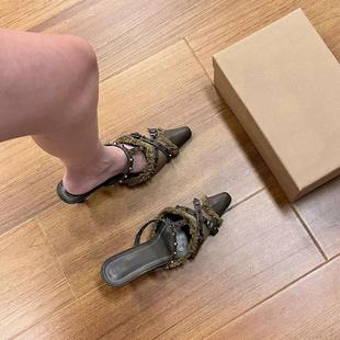 鞋 法式 复古 日常 控 包头拖 MINGFANG 尖头鞋