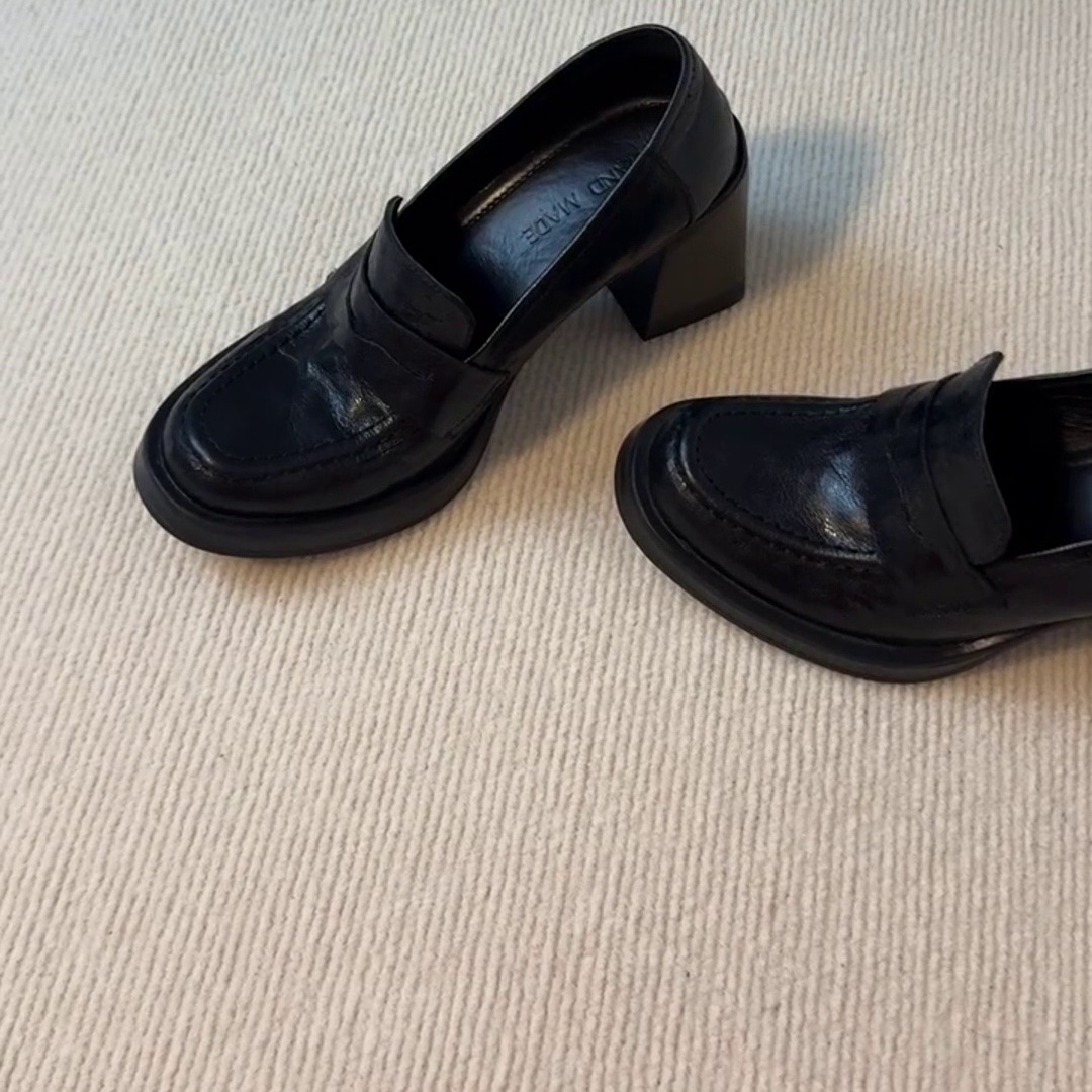 头鞋粗跟时尚百搭软底乐福鞋