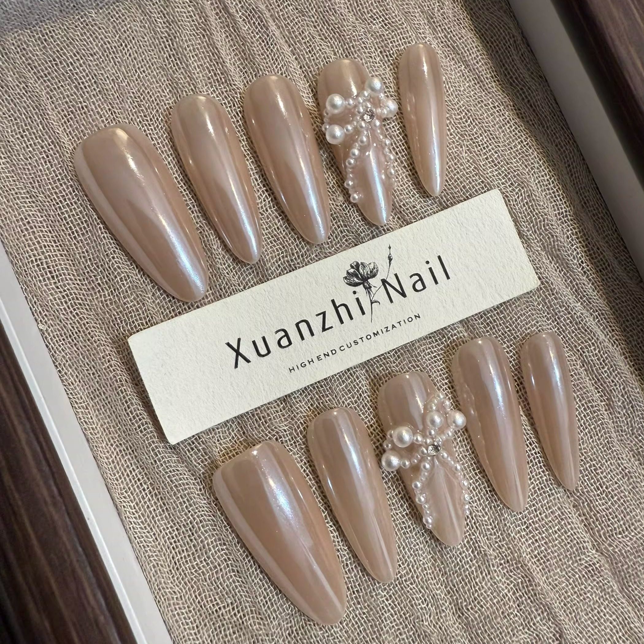 【纯欲海莉】高级百搭温柔天花板裸粉月光氛围感手工定制穿戴甲,彩妆/香水/美妆工具,穿戴甲/甲片,淘宝优惠券,粉丝福利购,淘宝优惠卷