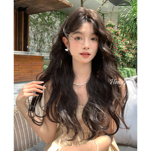 哼唧假发女新款韩系慵懒羊毛卷真发仿真发几字刘海长卷发假发套