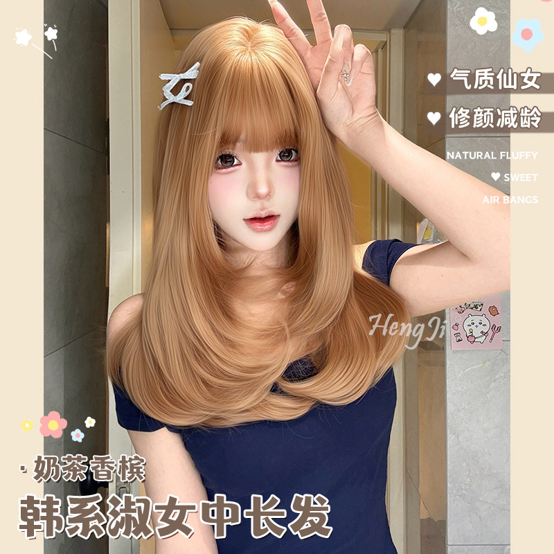 哼唧假发新层次内扣可爱百搭日常中长发日系全头套图片