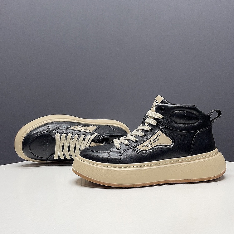 2026新款男鞋高帮鞋头层牛皮高品质男士运动休闲鞋轻便板鞋子男潮