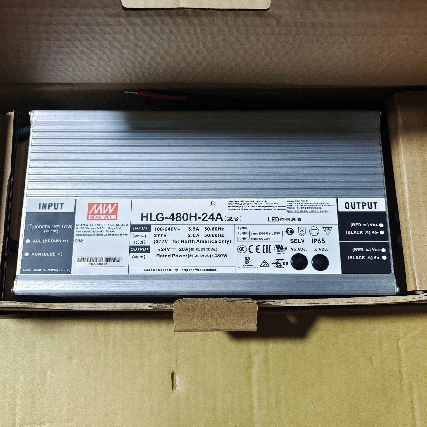 明纬HLG-480H-24A、台湾明纬LED驱动防水电源24