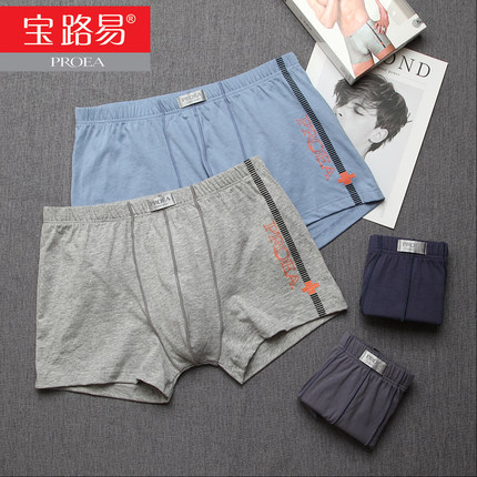 【2条装】宝路易男士平角内裤100%纯棉四角裤头舒适短裤头全棉质