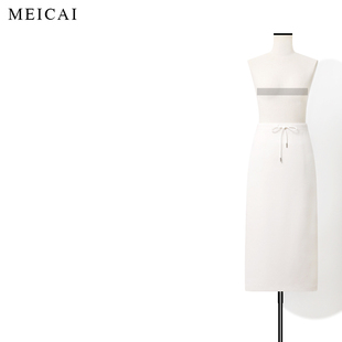 美裁 Row系万搭纸片裙 短顺醋酸羊毛直身松紧腰抽绳气质半身裙