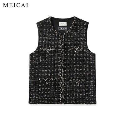 美裁 英国进口Linton百年厂牌手工坊黑金花呢小香马甲