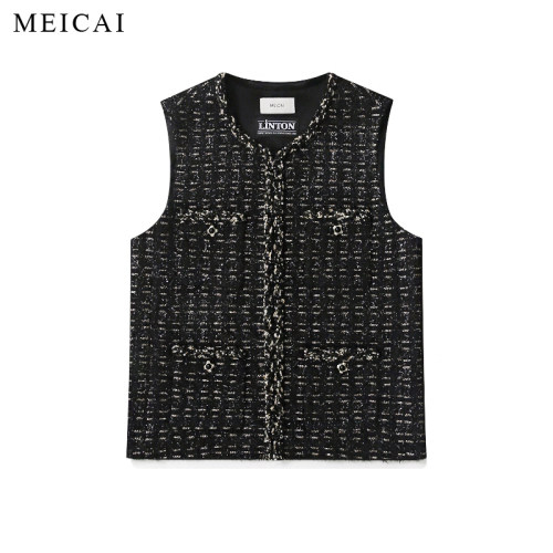 美裁 英国进口Linton百年厂牌手工坊黑金花呢小香马甲