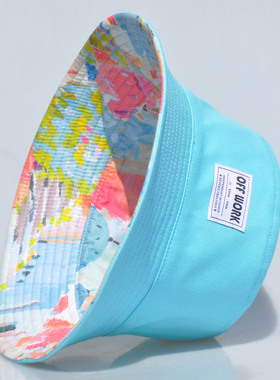 OFFWORK渔夫帽女秋冬防晒双面戴印花遮阳新品帽子百搭显脸小盆帽