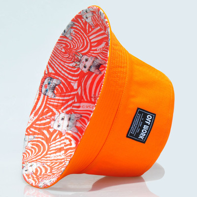 爱马仕橙色渔夫帽女夏季遮阳防晒