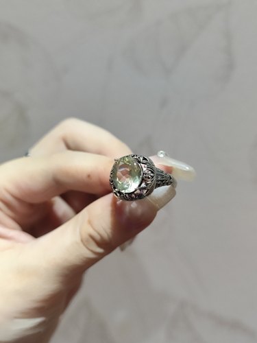2025新品小众中古款个性天然黄水晶钛钢托指环开口可调节戒指饰品
