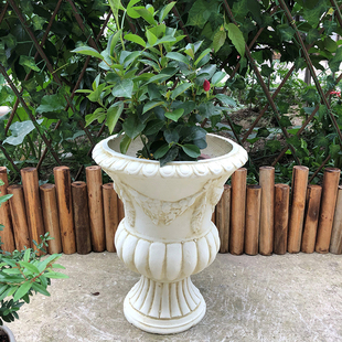 奖杯喜结连理浮雕欧式圆底花盆庭院花园阳台橱窗装饰摆件婚庆道具
