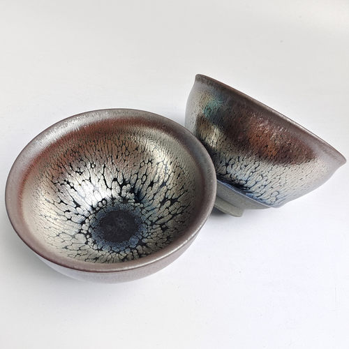 建阳建盏手工作品油滴铁胎茶碗