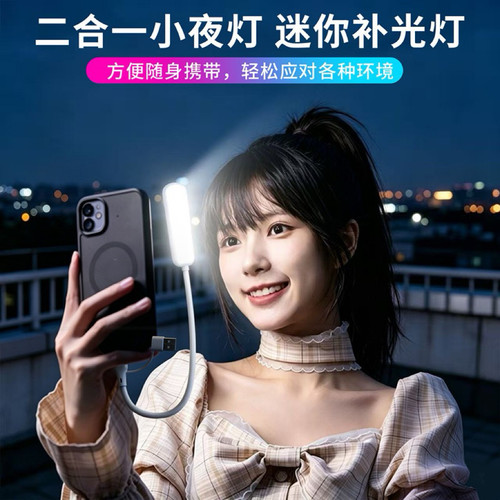 手机夜拍神器高亮补光灯Type-c接口便携二合一插充电宝USB小夜灯