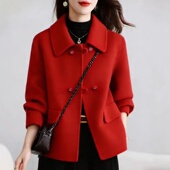 中老年毛呢外套女 新款 妈妈双面呢羊毛大衣女短款 小个子2026春季