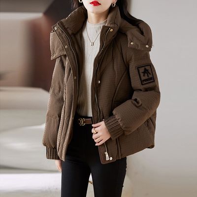 连帽羽绒棉服冬季外套女2024