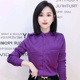 舒适通勤衬衫 丝滑缎面加绒保暖修身 女潮范 立领长袖 欧洲站新品