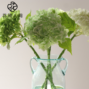 高品质手感保湿 饰摆件白绿色系花材拍摄道具 绣球仿真花家居假花装