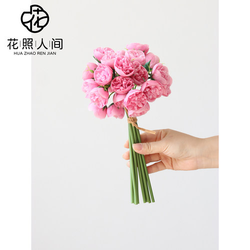 小玫瑰把束仿真花绢花假花把扎家居装饰摆件小号花艺摄影道具花束