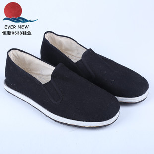 0538黑色松紧口布鞋耐磨黑色劳保鞋老北京千层底男女士休闲鞋47码