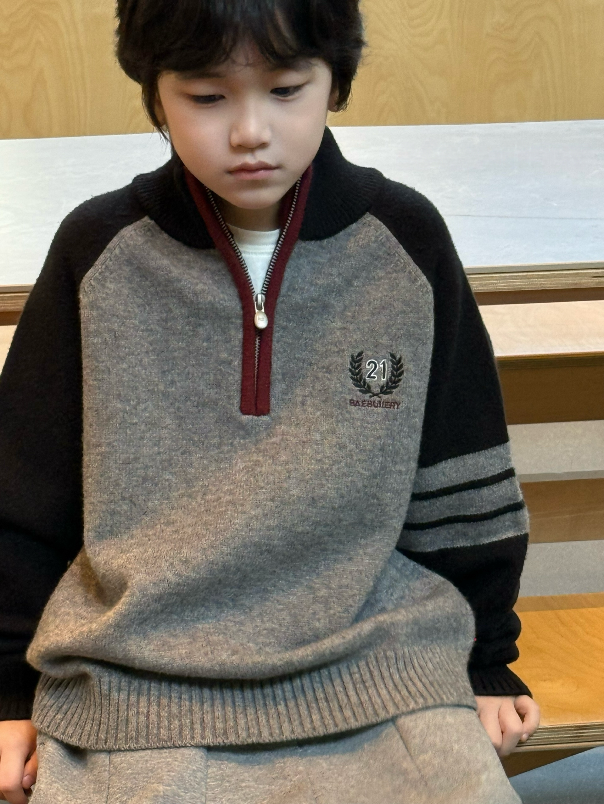 儿童半拉拉链秋冬毛衣