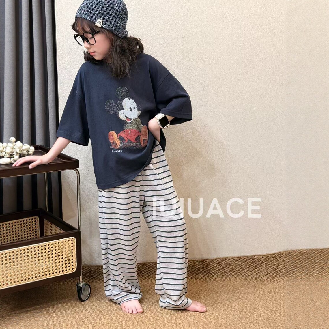 IUIU品牌2026夏季儿童睡衣薄款亲子家居服男女童宽松透气空调服