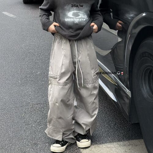 Bora儿童工装裤2026春秋裤子中大童宽松休闲裤韩版儿童直筒长裤