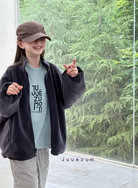 九坐中大童正反两穿外套儿童拼色冲锋衣摇粒绒内里男女童秋款夹克