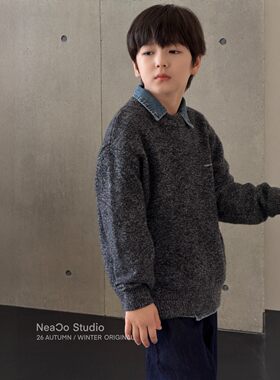 Neaco童装2026秋冬儿童羊绒毛衣宽松休闲男女中大童套头针织上衣