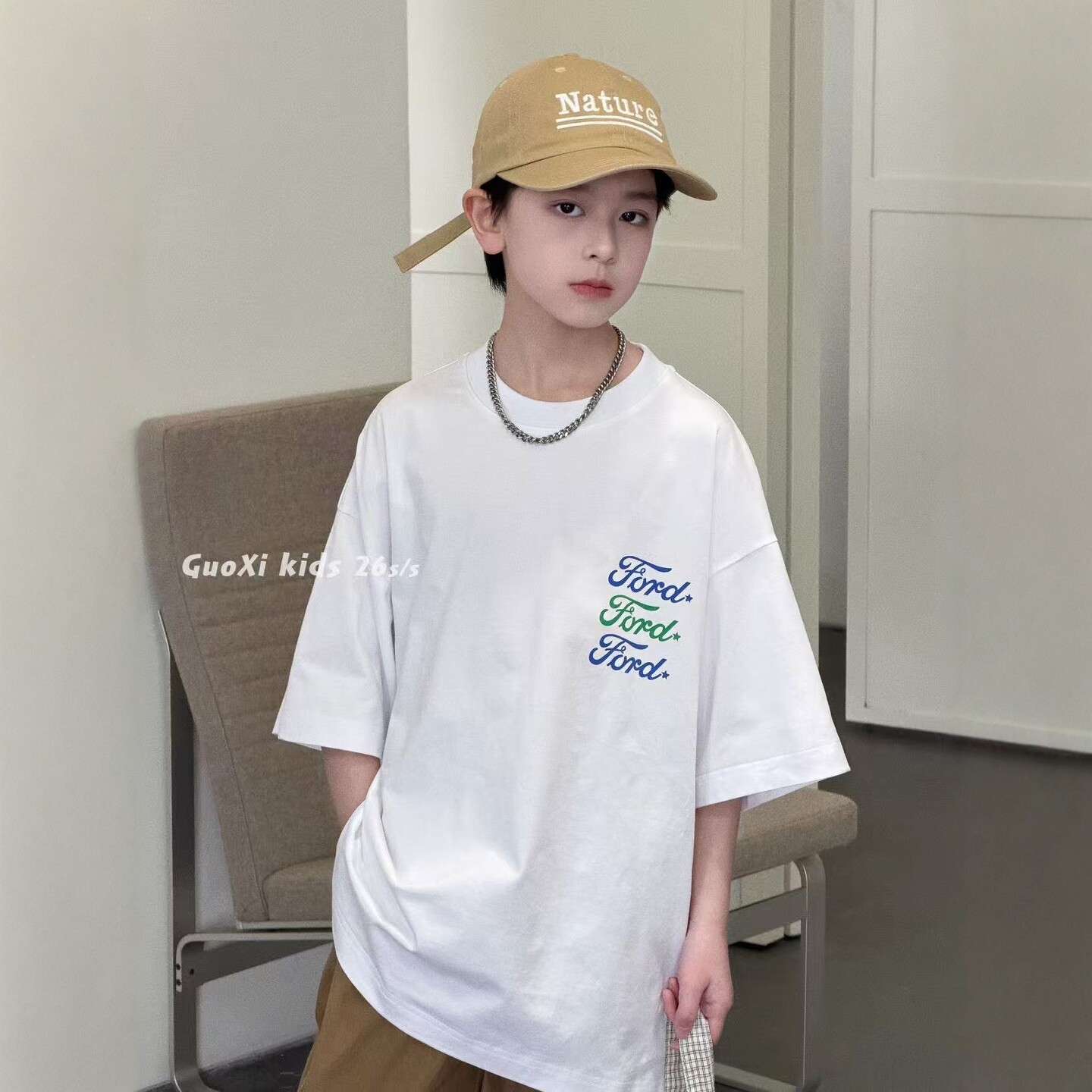 果皙guoxi童装2026夏季新款儿童涂鸦印花休闲短袖上衣男女童半袖t