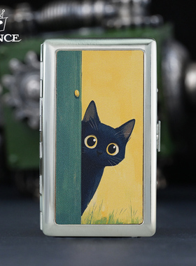 日本新品王子PRINCE正品黄铜真皮躲猫猫烟盒创意个性生日礼物男士