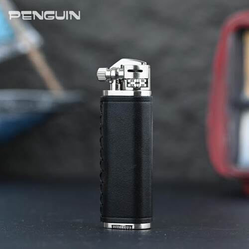 真皮煤油机企鹅侧滑黄铜机身