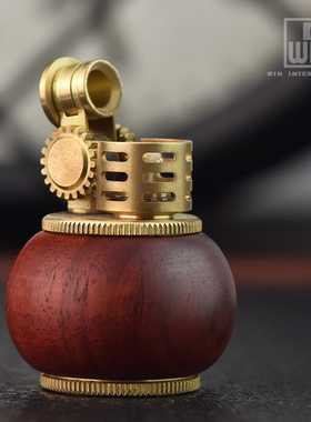 日本道格拉斯WIN胜利实木煤油铜复古打火机小胖墩收藏送礼正品