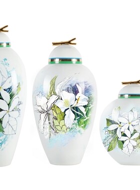 绿紫色白花陶瓷彩陌华香花瓶大号带盖摆件欧式客厅样板房简约饰品