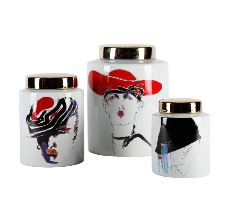 陶瓷彩色摩登女郎储物罐子人物瓶子摆件 欧式客厅现代时尚装饰品