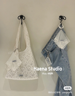 韩国直邮～rolarola～蕾丝帆布包～38*28.5*重80g～